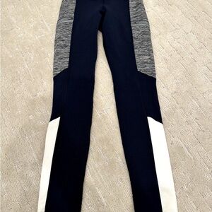 Athleta - Fleece Lined Leggings - Size XSP Navy/Gray/White Colorblock - EUC